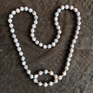 Kiwi Sesame Jasper Necklace Gemstone Semi Precious Round Faceted Beads Healing